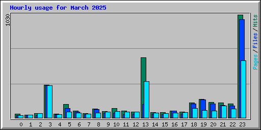 Hourly usage for March 2025